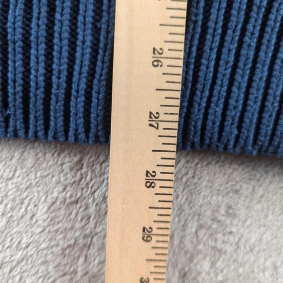 Tommy Hilfiger 1/4 Zip Sweater Mens Large Blue Mock Neck Cable Knit Red Label - Picture 7 of 10